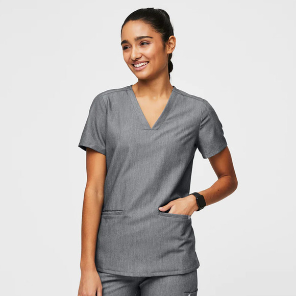 FIGS Casma Three-Pocket V-Neck Short Sleeve Classic Scrub Top Graphite Gray S - Picture 1 of 11